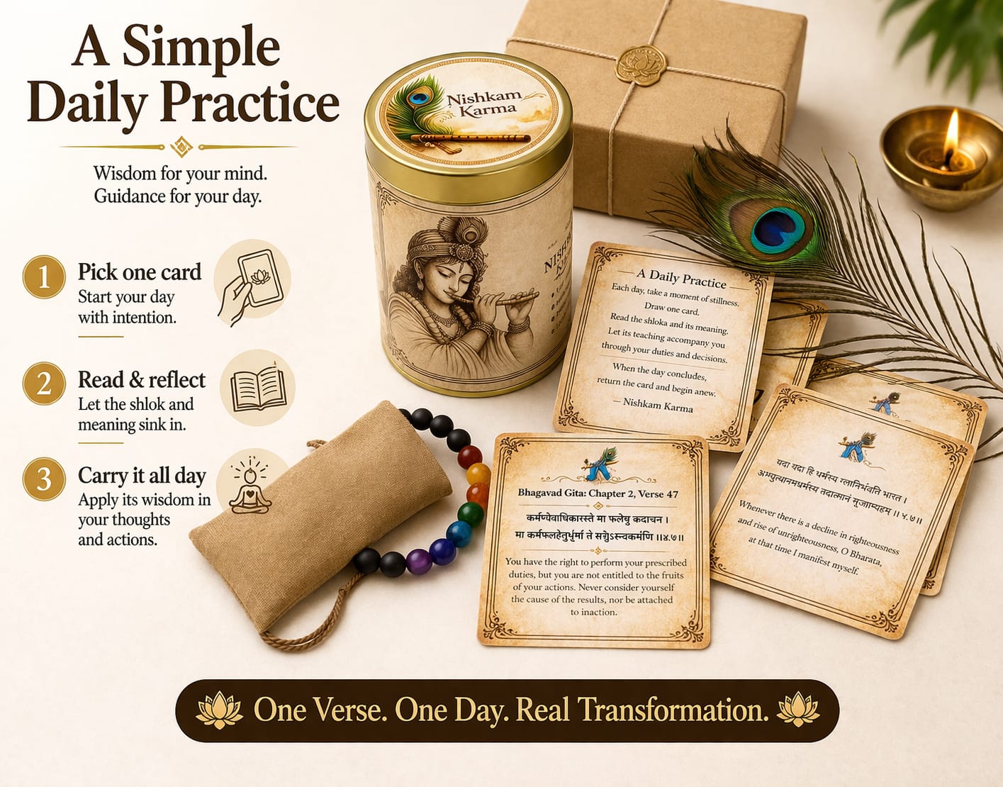 Nishkam Karma Bhagavad Gita Wisdom Cards – Daily Spiritual Guidance Deck